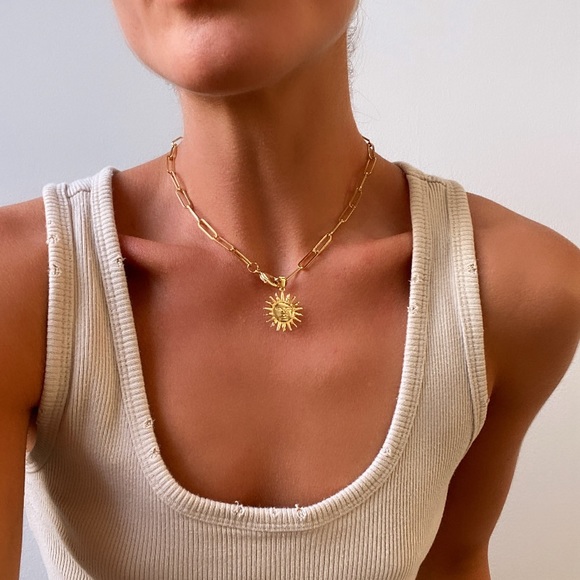 Gold Paperclip Sunshine Necklace - Picture 2 of 4